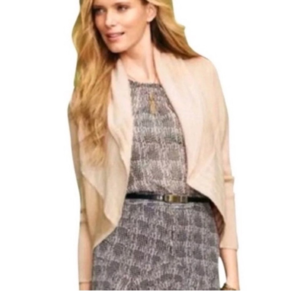 Cabi Style #483 Patchwork Tan Circle Cardigan Swe… - image 1